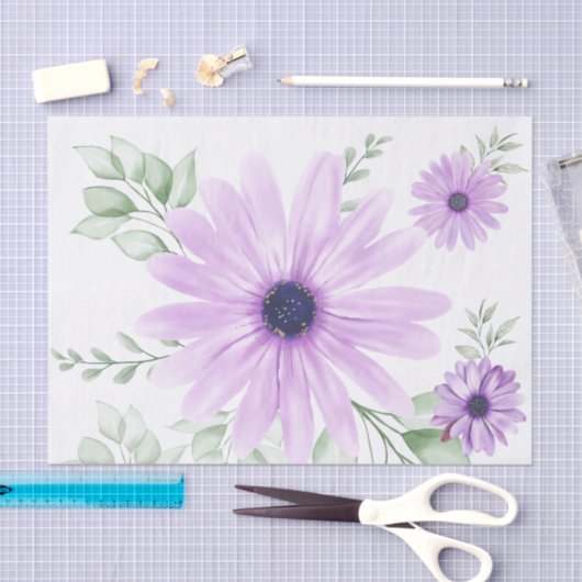 春フローラ植物模様カラフル 薄葉紙 (クラフト)