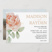 春フローラ水シンプル色モダン結婚の 招待状 (正面/裏面)