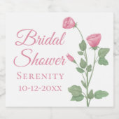 春フローラ水彩ピンクフラワーブライダルシャワー スパークリングワインラベル (シングルラベル)