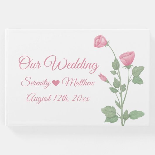 春フローラ水彩桃色結婚花 ゲストブック (正面)