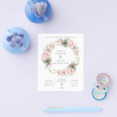 春フローラ水彩結婚式招待状 チラシ (シングル)