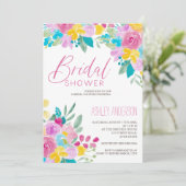 春フローラ水色鮮クールブライダルシャワー 招待状 (スタンド正面)