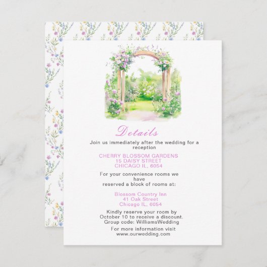 春フローラ結婚のアーチ詳細 エンクロージャーカード (正面/裏面)