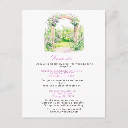 春フローラ結婚のアーチ詳細 エンクロージャーカード (正面)