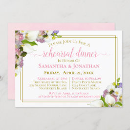 春フローラ結婚ピンクのリハーサル&ディナー 招待状
