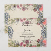 春フローラ結婚式の招待 ポストカード (正面/裏面)