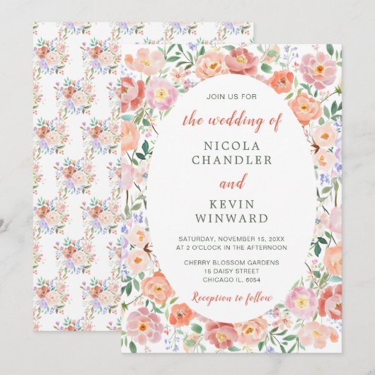 春フローラ結婚花 招待状 (正面/裏面)