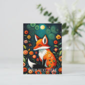 春フローラ絵画キツネ ポストカード (スタンド正面)