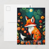 春フローラ絵画キツネ ポストカード (正面/裏面)