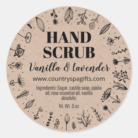 春フローラ自家製ハンドスクラブクラフトラベル ラウンドシール (正面)