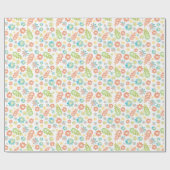 春フローラ葉とデジタル絵を描パタ ラッピングペーパー (フラット)