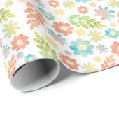 春フローラ葉とデジタル絵を描パタ ラッピングペーパー (ロールコーナー)
