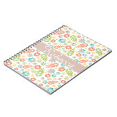 春フローラ葉と水かわいらし色パターン ノートブック (左側)