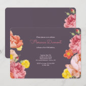 春フローラ誕生日パーティーの招待 招待状 (正面/裏面)