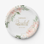 春フローラ赤面ピンクセージグリーンブライダルシャワー ペーパープレート (正面)