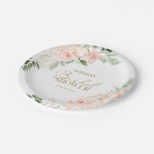 春フローラ赤面ピンクセージグリーンブライダルシャワー ペーパープレート (アングル)