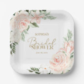 春フローラ赤面ピンクセージグリーンブライダルシャワー ペーパープレート (正面)