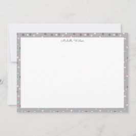 春フローラ赤面及びターコイズモノグラム ノートカード