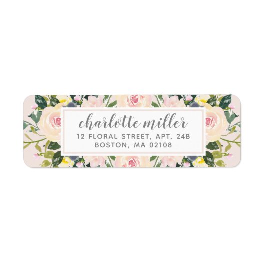 春フローラ赤面差出人住所ラベル ラベル (正面)