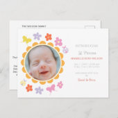 春フローラ開花女の子の写真の誕生のお知らせ 案内ポストカード (正面/裏面)