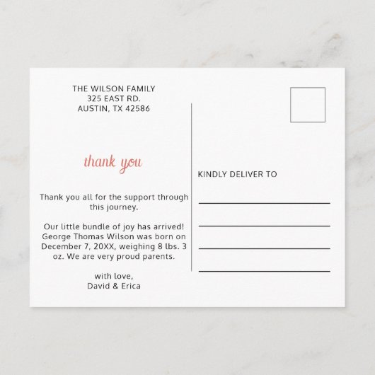 春フローラ開花女の子の写真の誕生のお知らせ 案内ポストカード (裏面)