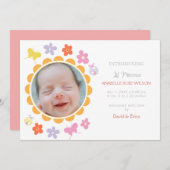 春フローラ開花女の子の写真の誕生のお知らせ 案内状 (正面/裏面)