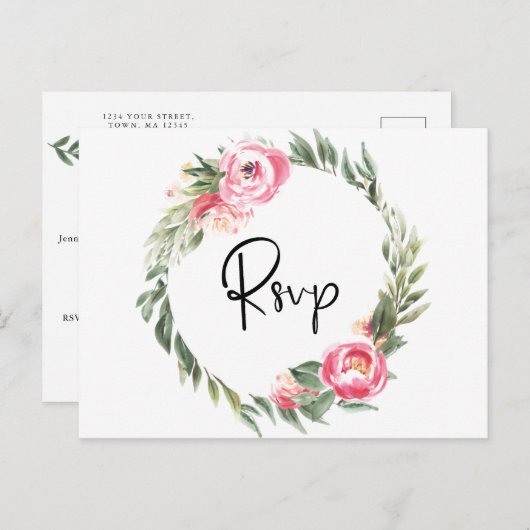 春フローラ開花庭園の結婚式招待状 インビテーションポストカード (正面/裏面)