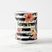 春フローラ |ブラックストライプ |母の日の写真 コーヒーマグカップ (中央)