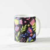 春フローラ：水彩シームレスパターン コーヒーマグカップ (正面右)