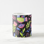 春フローラ：水彩シームレスパターン コーヒーマグカップ (中央)