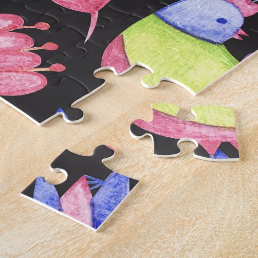 春フローラ:水彩シームレスパターン ジグソーパズル (側面)