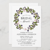 春ブライダルシャワーブラックベリーフローラリース 招待状 (正面/裏面)