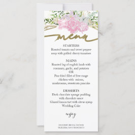 春ブライダルシャワーメニューカード金箔ワイルドフラワー