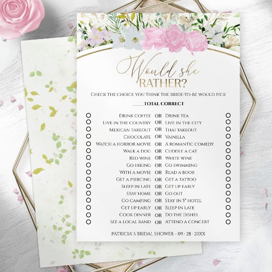 春ブライダルシャワー彼女はむしろゲームカード 招待状
