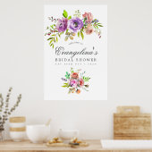 春ブライダルシャワー水彩フローラ歓迎 ポスター (キッチン)