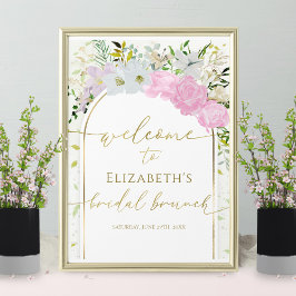 春ブライダルブランチウェルカムサインワイルドフラワー ポスター