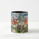 春ブルーとオレンジの子どものアートワーク マグカップ (中央)