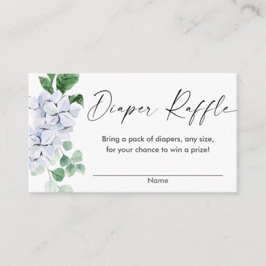 春ブルーグリーンフローラベビーシャワーおむつラッフル エンクロージャーカード (正面)