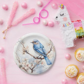 春ブルーバードインザブルーミングツリー ペーパープレート (パーティー)