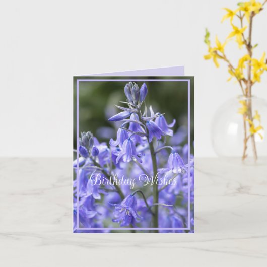 春ブルーベルズアフターザレイン誕生日 カード (黄色い花)