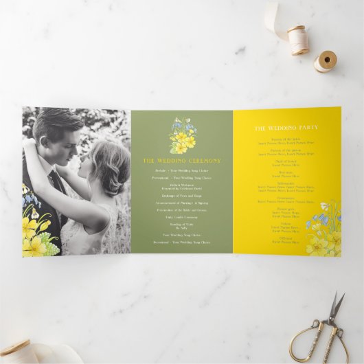 春ブルーベルズプリムローズ白結婚緑 三つ折りプログラム (内部)