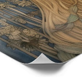 春ブルーベルフラワーガールアートプリント ポスター (角)