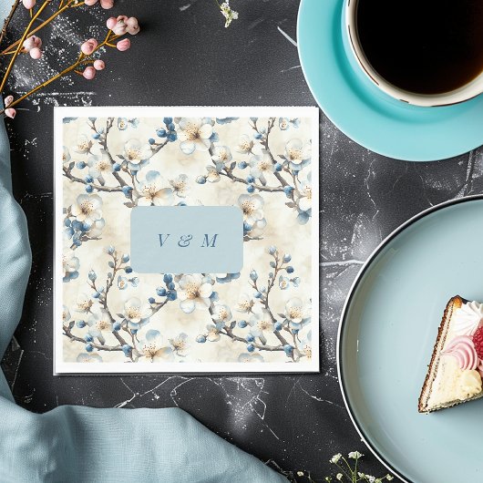 春ブルーホワイト結婚パーズ スタンダードランチョンナプキン