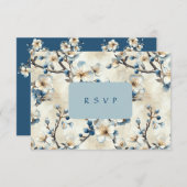 春ブルーホワイト結婚パーズ 出欠カード (正面/裏面)