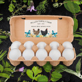 春ブルー蝶エッグカートン 長方形シール