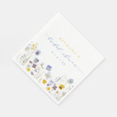 春ブルー&イエローワイルドフラワーブライダルシャワー スタンダードランチョンナプキン (角)