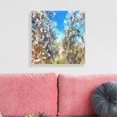 春ブロッサムアーモンドツリーポインティリリスムアートワーク キャンバスプリント (インサイチュ (リビング))