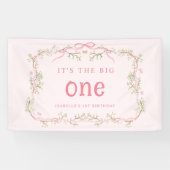 春ブロッサムフローラフレーム1stバースデーピンク 横断幕 (横)