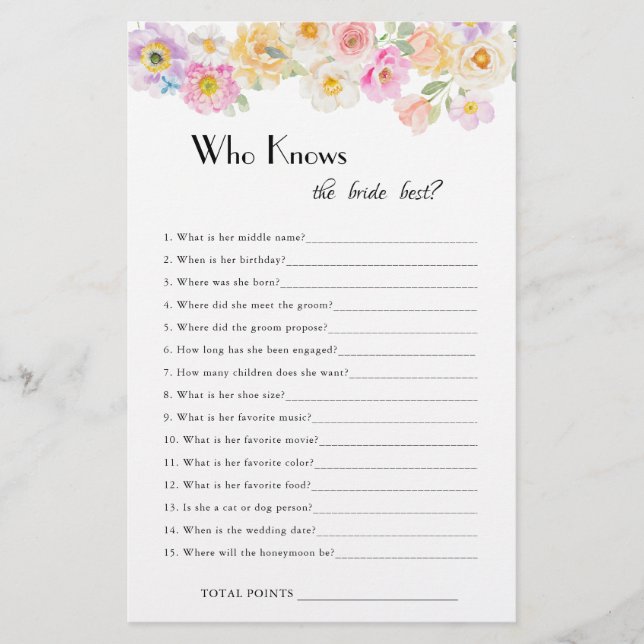 春ブロッサムブライダルシャワーは花嫁ゲームを知っている (正面)