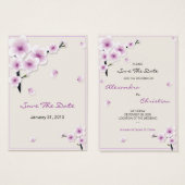 春ブロッサム日付の結婚MiniCardを保存 (正面&裏面)